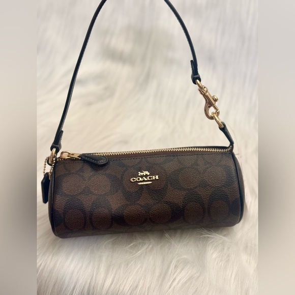 NWT Coach CP475 Nolita Barrel Bag In Signature Canvas In Gold/Brown/Black